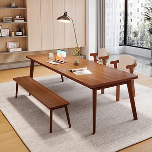 Long Desk Solid Wood Desktop Computer Desk Children's Learning Primary School Junior High School Students' Household Writing Double Office Desk and Chair