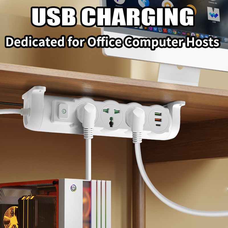 Escritorio creativo bloqueable gong cable fijo con cable en la pared USB giratorio multipropósito placa de conexión de conexión