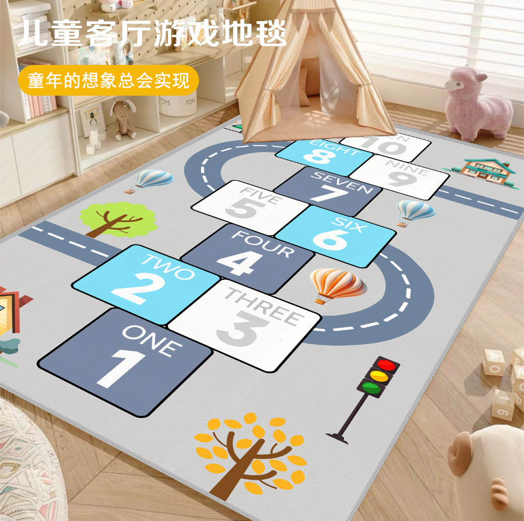 Children's Room Carpet Digital Cognitive Hopscotch Game Mat Baby Early Education Educational Crawling Mat Kindergarten Floor Mat