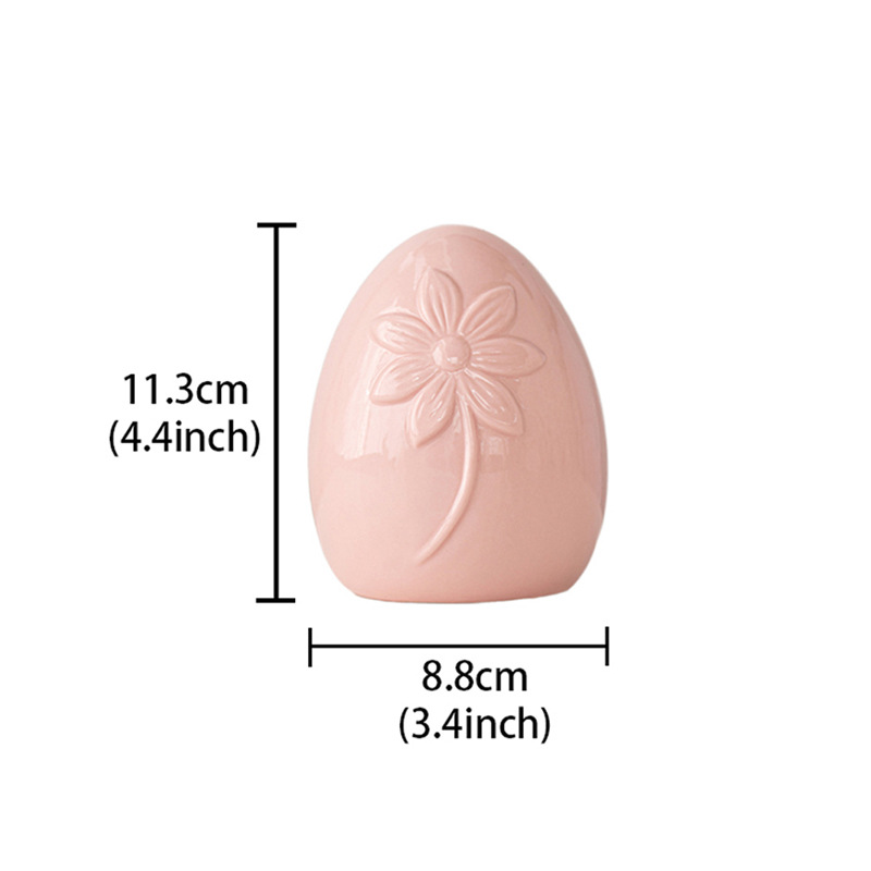 단일 꽃 세라믹 부활절 달걀 핑크