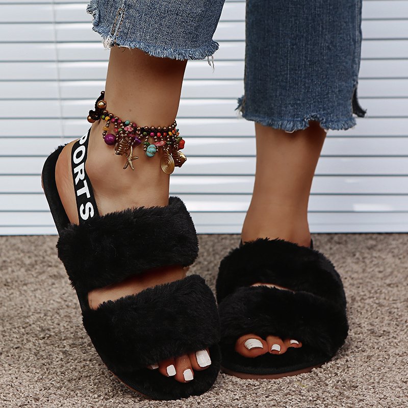 Women's Streetwear Color Block Round Toe Plush Slippers display picture 9
