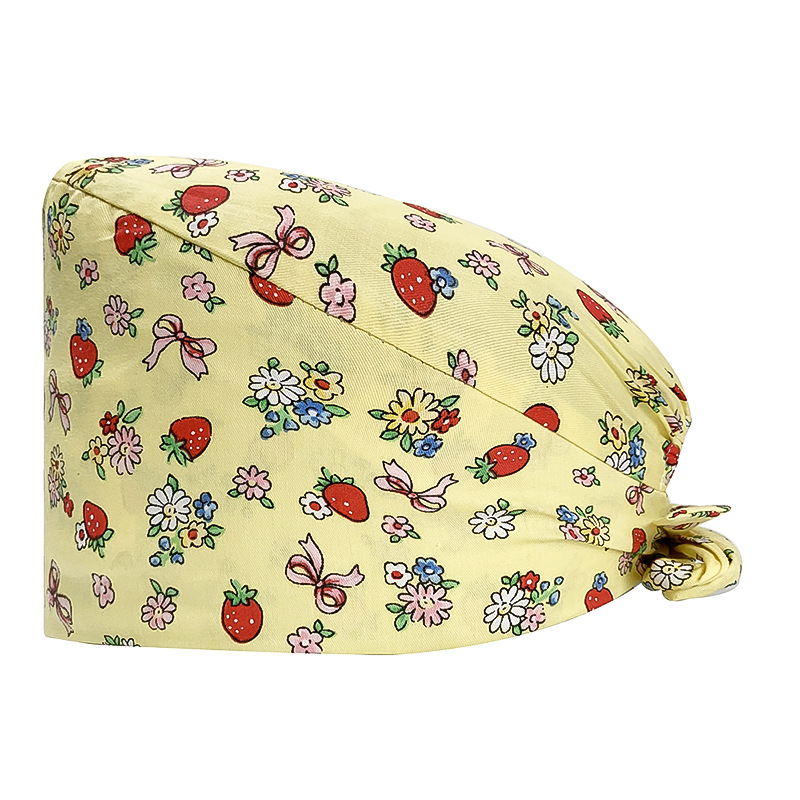 Gorro quirúrgico de algodón puro de las mujeres impreso ajustable calabaza tapa confinamiento quimioterapia a prueba de polvo puntera enfermera trabajo sombrero hombres