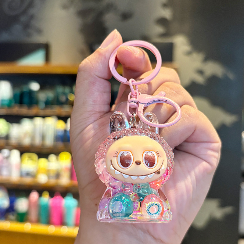 クリスタルオイルラブブ漂流ボトルキーホルダーペンダント卸売キーホルダー男性と女性の学生子供の爪マシンギフト|undefined