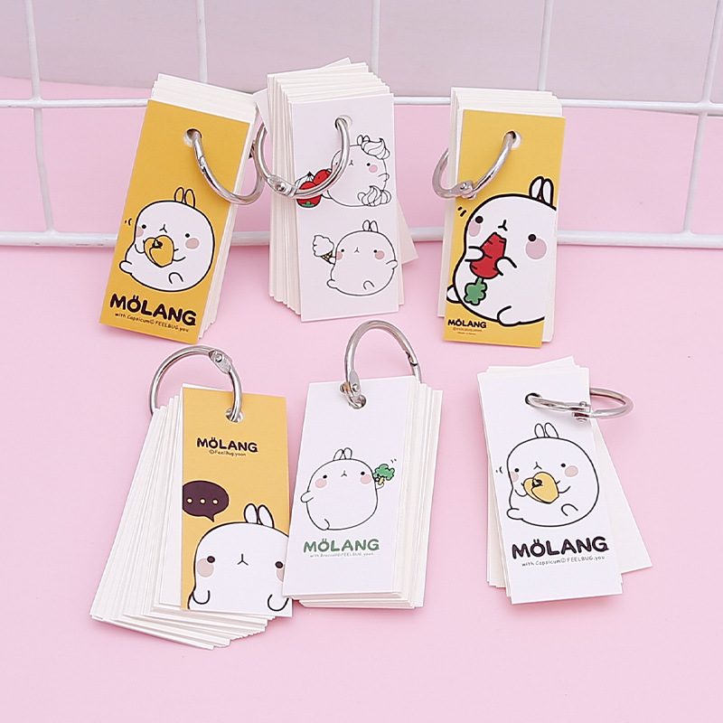 Small iron ring notebook, student mini word book, portable memo book, wirebound notebook, tear-off sticky note book, message sticky note book
