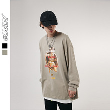 #OVDY 秋季新款欧美潮流情侣上衣复古战争号角印花圆领长袖男