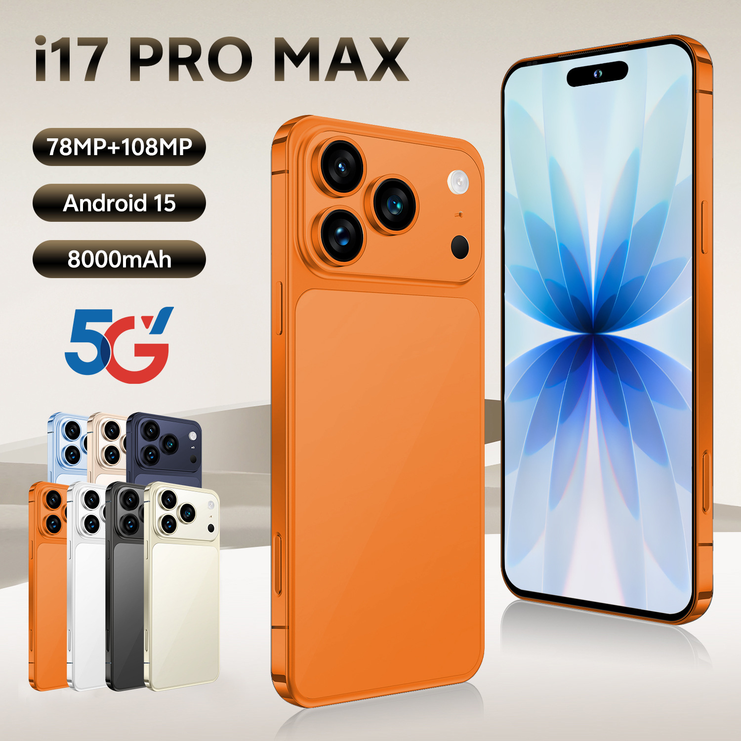 New cross-border i17 ProMax smartphone with ultra-clear large screen, 8000mAh ultra-long battery life, available for dropshipping