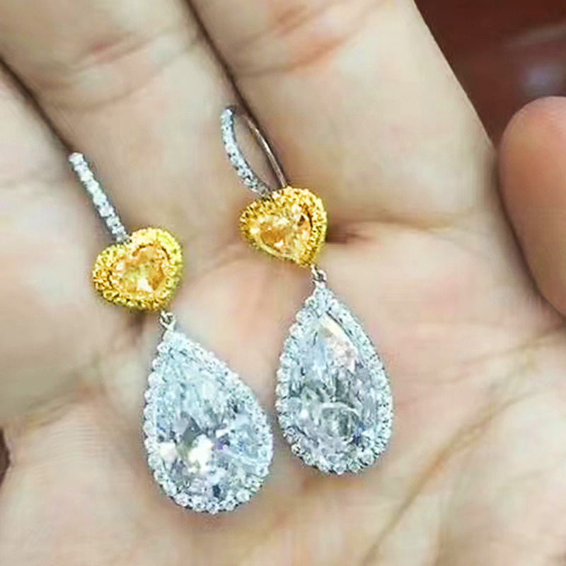 Brincos Cao Shi para mulheres com revestimento de duas cores e micro conjunto AAA Zircon Stone Fashion Versátil Brincos de noiva_voghion.com