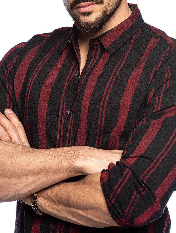 2023 printemps chemises hommes rayures verticales chemises mince hommes revers décontracté à manches longues Chemise Homme Chemise Homme Chemise de smoking_voghion.com