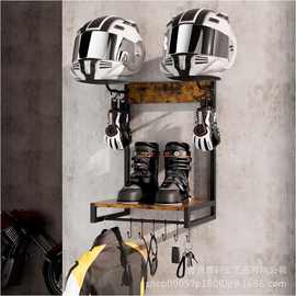 木制摩托车头盔支架家居壁挂式战术装备整理架多用途机车皮衣挂架