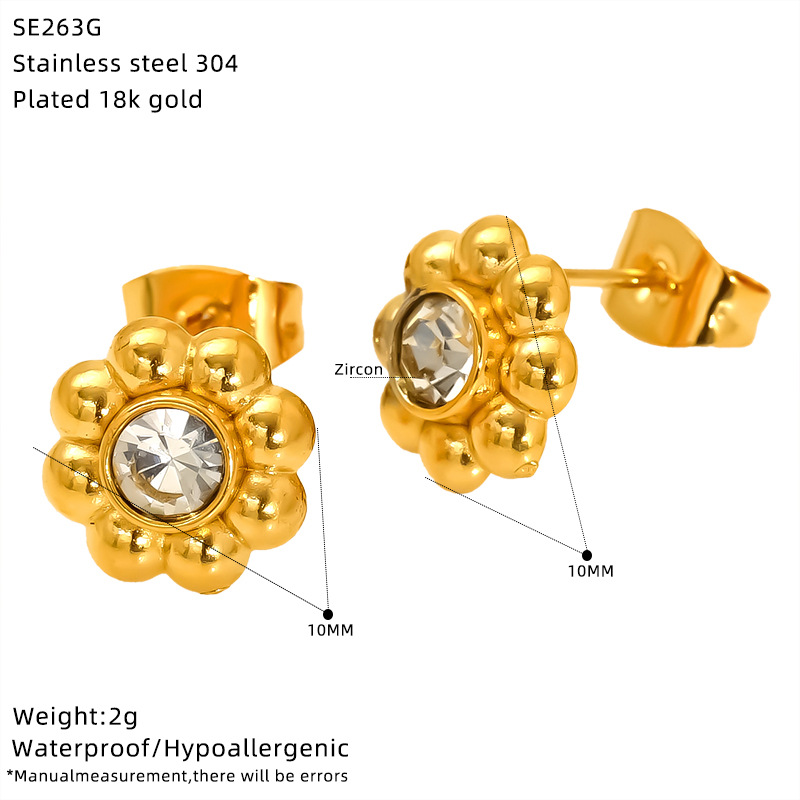 Date, Tea Party Occasion 304 Stainless Steel Material 1 Pair IG Style Classic Style Heart Shape Flower Bow Knot 304 Stainless Steel Ear Studs
