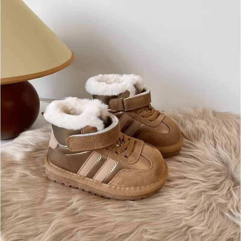 23子供の雪の靴の男の子の一体の毛皮の冬の靴とベルベットの厚い子供の赤ちゃんの大きい綿の靴の女の子のパンの靴|undefined