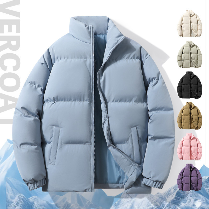 New cross-border winter couple down cotton coat, thickened and warm men's cotton coat, versatile stand collar women's cotton coat