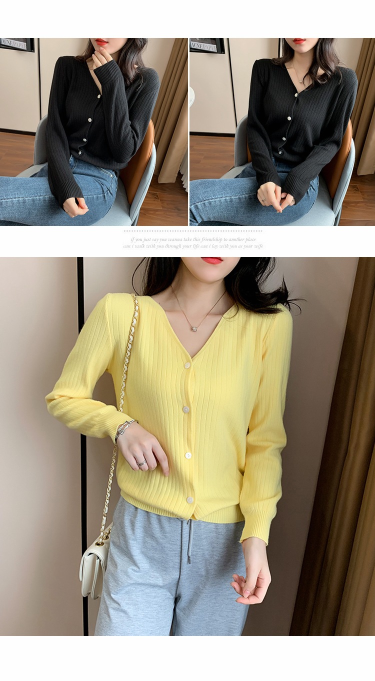 Long-Sleeved Short Cardigan Sweater NSFYF76647