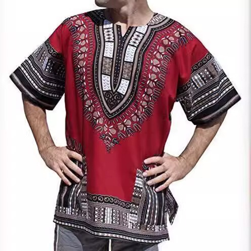 2026 Amazon Raanpahmuang Fashion Dashiki Clothing for Men European and American African Short Sleeve