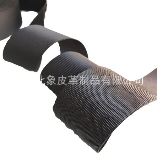 0.6MM thick manufacturer 2.5/3.8CM color black nylon plain weave dense weave imitation nylon webbing