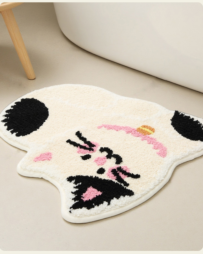 Tapis de bain chat mignon absorbant antidérapant moelleux_voghion.com
