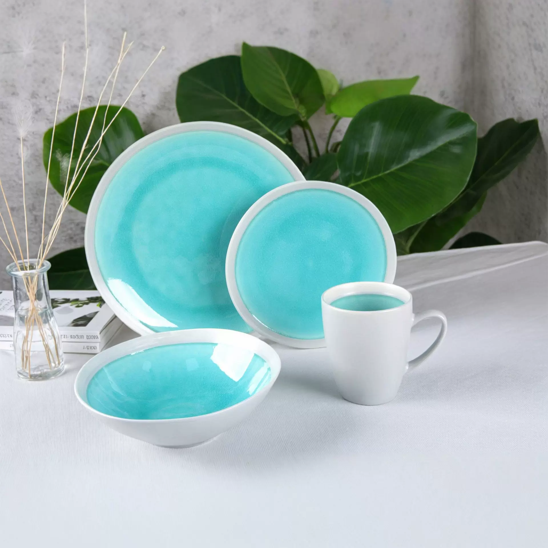 外贸定制logo欧式复古陶瓷餐具套装窑变釉自助餐水果盘西餐盘碗碟