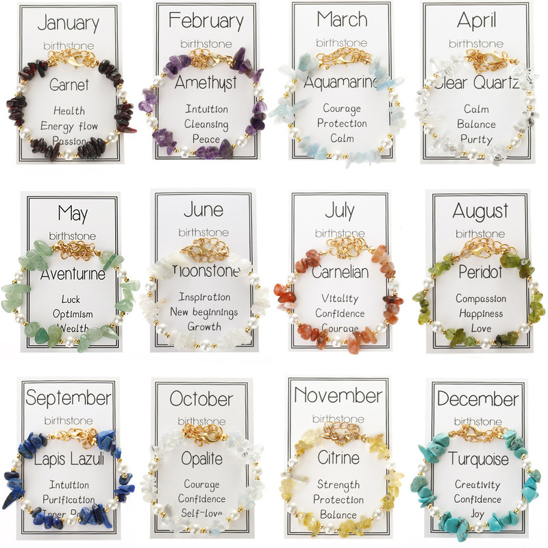 Cross-Border New Beaded Stone Pearl Bracelet Garnet Moonstone Amethyst Gravel December Birthstone Bracelet for Women Cross-Border New Beaded Stone Pearl Bracelet Garnet Moonstone Amethyst Gravel December Birthstone Bracelet for Women