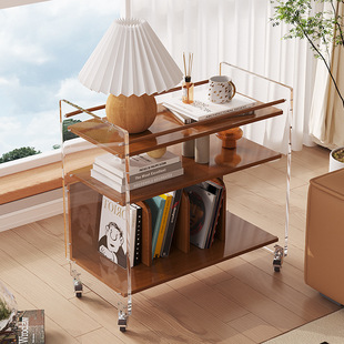 Small tea cabinet side cabinet mobile tea cabinet living room sofa side several multi-functional trolley with wheels tea car storage rack