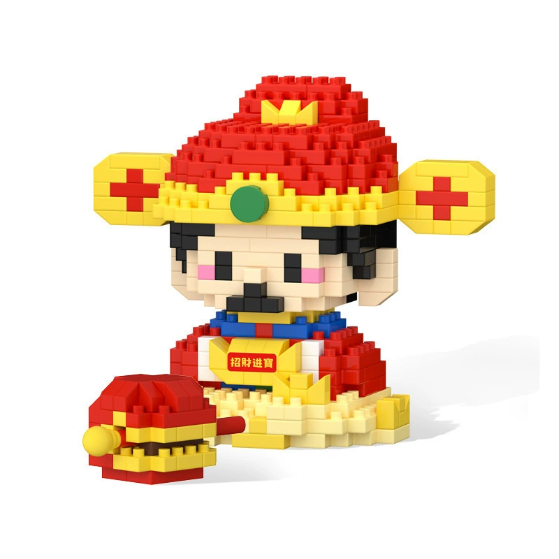 Удача приходит к Богу богатства Лев из серии совместимых с Lego микрозернистых строительных блоков Maconsmus. Детские развивающие игрушки для сборки.
