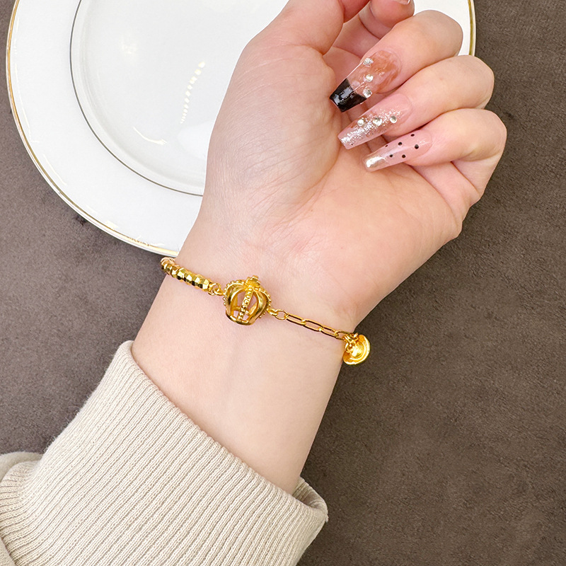 Nuevos productos Gufasha pulsera de oro Fu marca corona yuan Bao multifuncional pulsera de alta calidad no se desvanece el suministro de joyas