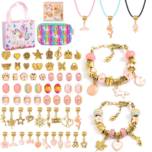 Cross-border Amazon hot selling pink set diy children's bracelet set box upgraded hardcover creative beaded gift box for women
