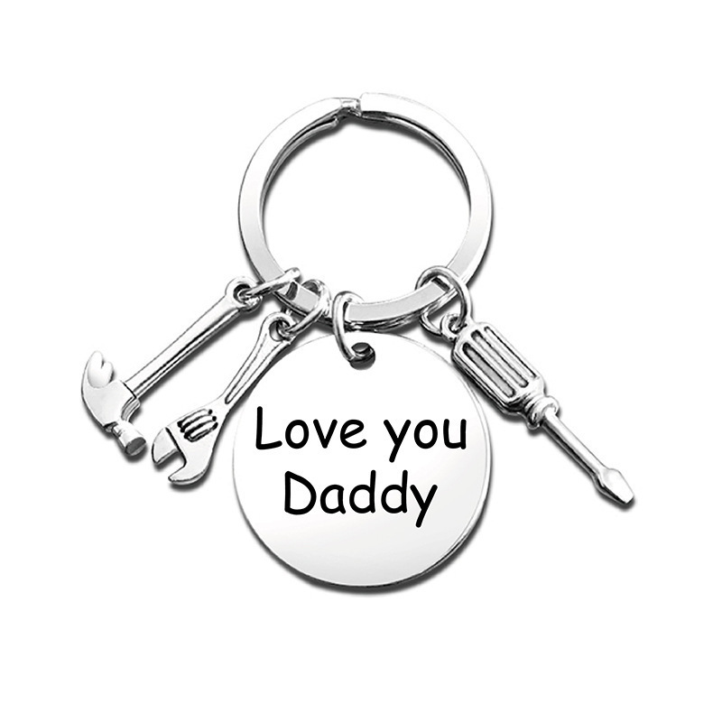 European and American Cross-border Father's Day Gift Dad Tool Hammer Screwdriver Wrench Metal Keychain Pendant Gift