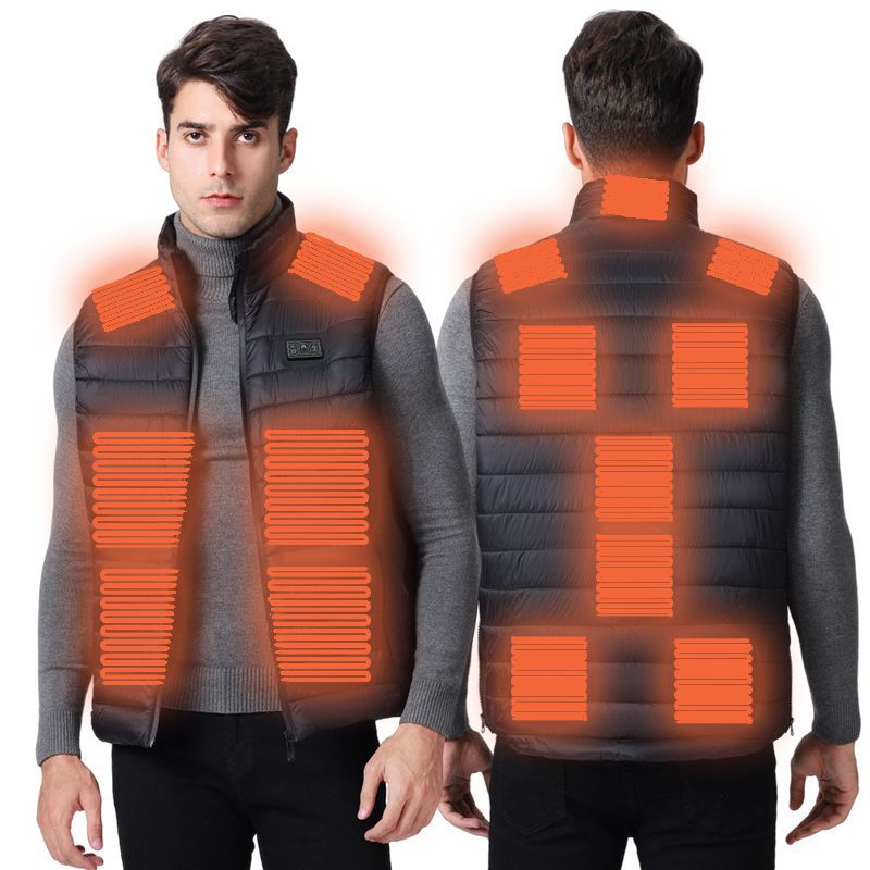 Chaleco térmico inteligente transfronterizo para hombre chaqueta calefactora suelta con cuello alto calefacción eléctrica USB temperatura constante chaleco calefactor cálido