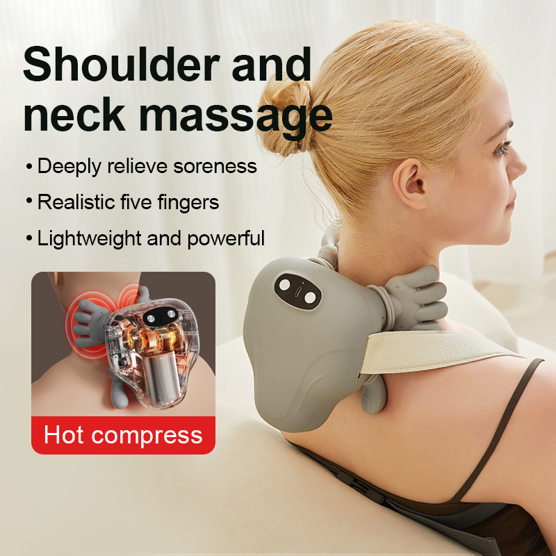 Simulated human hand master shoulder and neck massager, trapezius muscle neck warmer massager, rechargeable, with kneading function