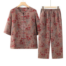 中老年女装奶奶夏装70岁套装妈妈夏季中袖老太太老年人大码两件套