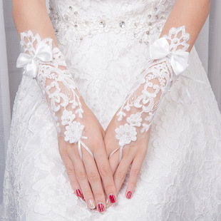 Wedding Dress Accessories Bride Wedding Wedding Long Gloves Without Finger Hook Band Cute Bow