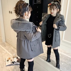 Women's Children's Cotton Winter Outfit 2024 New Children's Fashionable Fleece Thick Parka Coat for Older Girls Outerwear for Import