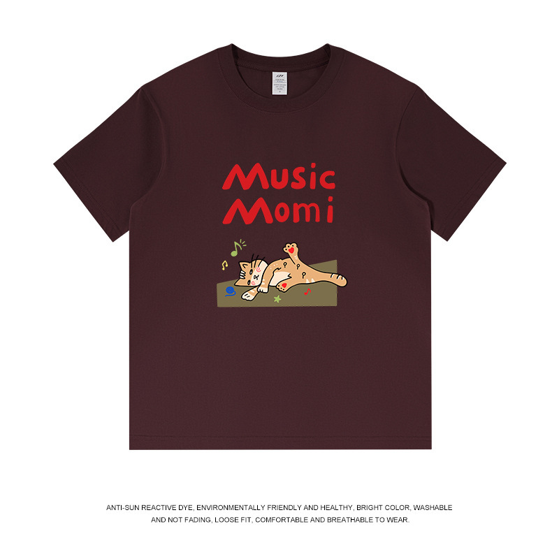 純綿の個性的なデザインプリント半袖Tシャツ、男女兼用、ゆったりとした白の和風トップス、夏のトレンド、卸売|undefined