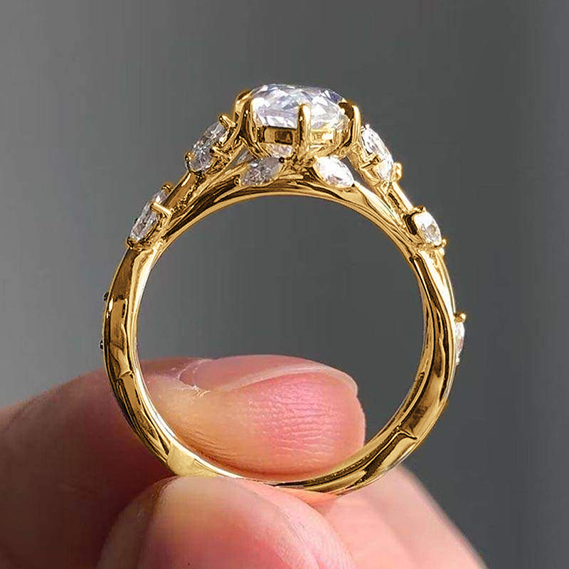 7g Weight 0.03µm Gold Plating Thickness Water Plating Gold Plating Process KC Golden Plated Plating Material Zircon Inlay Material Rings Classification 1 Piece Quantity Holiday, Daily Occasion Copper Material Leaf Pattern All Seasons Season Women's Gender Elegant, Novelty Style Claw Setting Craft Wholesale Jewelry Elegant Novelty Leaf Copper Zircon Rings 3