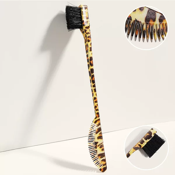 Haorui Amazon hot new leopard print two heads available integrated practical eyebrow brush hair comb beauty salon tools