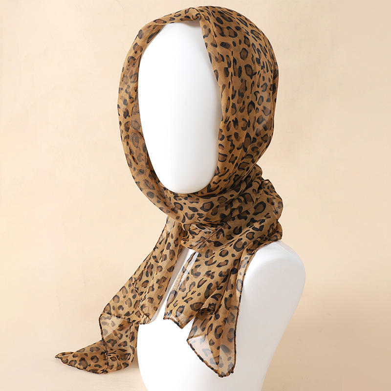 60g Weight Scarf Classification Daily Occasion Chiffon Material Color Block, Leopard, Notes Pattern All Seasons Season Women's Gender Elegant, Simple Style Style Women's Elegant Simple Style Color Block Leopard Notes Chiffon Scarf 28