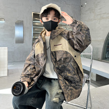 儿童迷彩外套男孩春装中大童冲锋衣2025新款男童连帽上衣春秋款潮