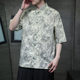 2024 Chinese Style Summer New Men's Linen Breathable Shirt Printed Chinese Tang Suit Hanfu Casual Shirt for Men