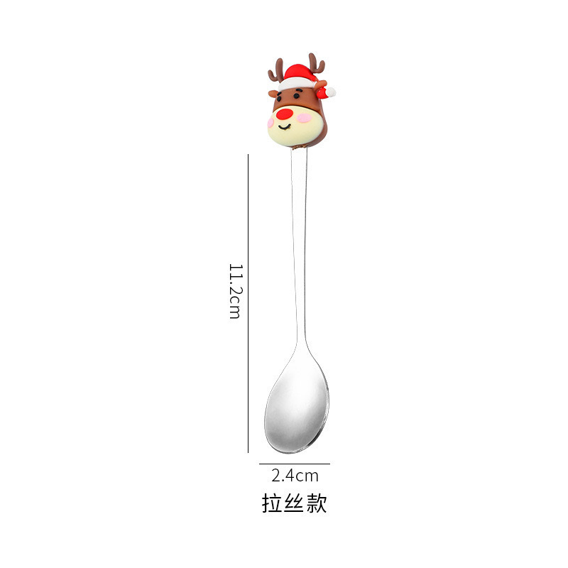 国境を越えたスプーンフォークセットクリスマス雰囲気感食器金色コーヒースプーン甘いスプーンステンレス人形クリスマス|undefined