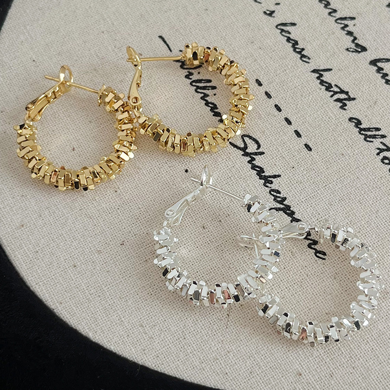 Broken Silver C Earrings Women's 14K Gold Gypsophila Ear Ring Niche Design New Explosive Exaggerated Earrings Accessories