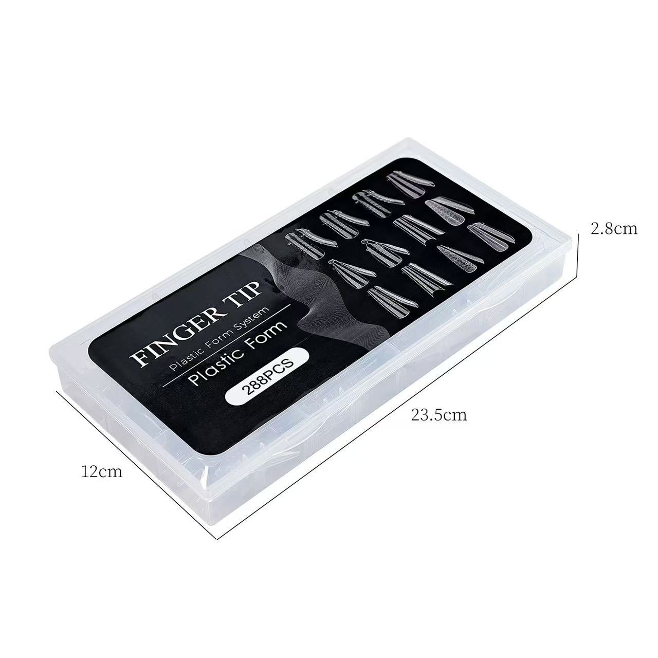 Uña cristal molde de uñas de extensión mezclado 12 dedos sin papel de extensión de cristal de uñas transparentes 288pcs