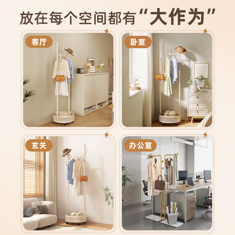 El estante de ropa simple en el dormitorio del piso al techo no ocupa un lugar en el hogar, la ropa de la habitación interior, el perchero, el poste de ropa pequeño, la ropa colgante, el secado