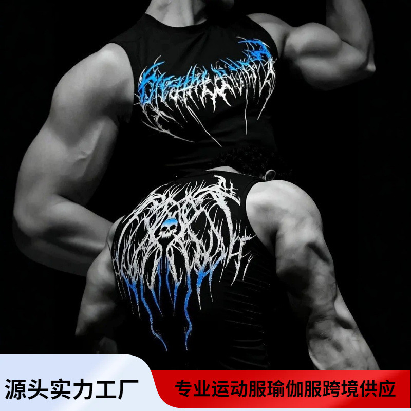 New Y2K Popular Men's Sports Compression Vest Sleeveless Printed Sports Top Moisture-Wicking Breathable High-Elasticity New Y2K Popular Men's Sports Compression Vest Sleeveless Printed Sports Top Moisture-Wicking Breathable High-Elasticity