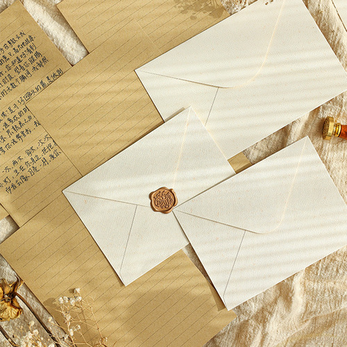 Retro letter paper, linen pattern, horizontal lines, kraft letter paper, fire paint seal, holiday literary message letterhead