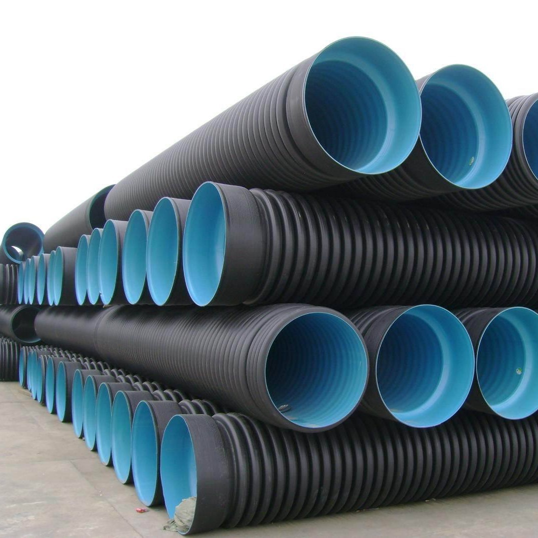 HDPE双壁波纹管钢带增强螺旋管中空壁缠绕管市政工程管雨污排水管