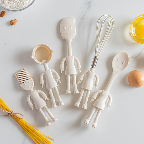 Kitchen Mini Silicone Kitchenware 5-Piece Set Whisk Scraper Eggbeater Measuring Spoon Baby Food Baking Tools