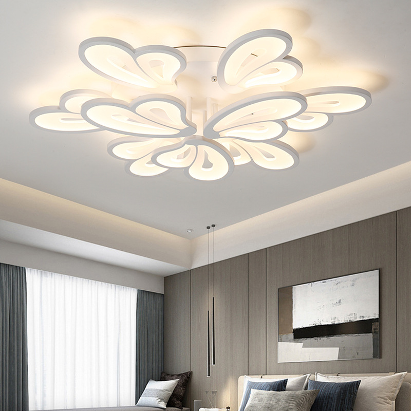 Petal Flush Mount LED Iron Craft Crystal Bedside Lamp Modern Simple Study Hall Exhibition Hotel Restaurant Living Room Lamp