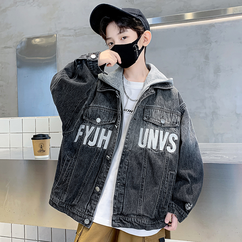 Children's Clothing Boys' Spring Coat Spring and Autumn 2024 New Cowboy Middle and Big Children's Spring Clothes Boy Cool Handsome Trendy