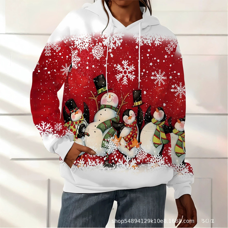 2026 New Christmas Casual Sweatshirt for Amazon Cross-Border, Loose Round-Neck Hooded Women's Top 2026 New Christmas Casual Sweatshirt for Amazon Cross-Border, Loose Round-Neck Hooded Women's Top