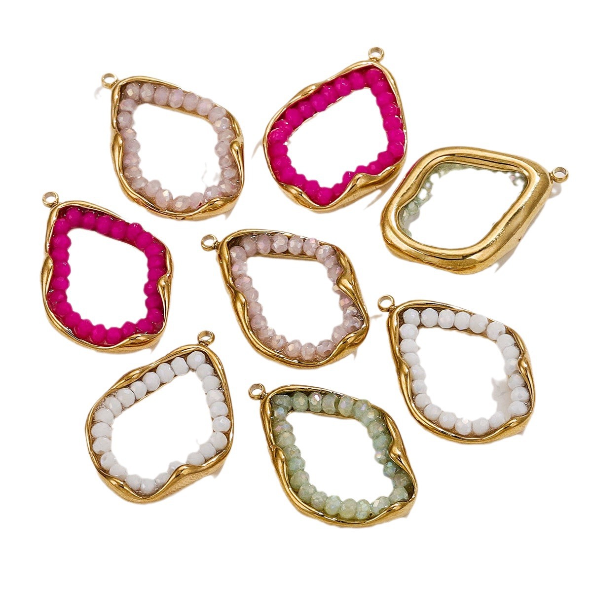 Pendientes de metal geométrico curvado en espiral colgantes de cristal irregular de acero inoxidable cadena de suéter accesorios de collar